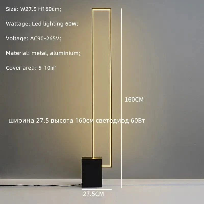 Lampadaire LED rectangulaire design | Marco Lucetti D27 H160cm 60W / Lumière chaude 3000K / Prise AU