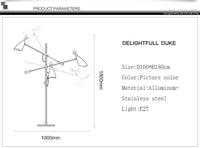 Lampadaire LED Rose Doré avec Bras Articulés | Marco Lucetti