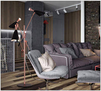 Lampadaire LED Rose Doré avec Bras Articulés | Marco Lucetti