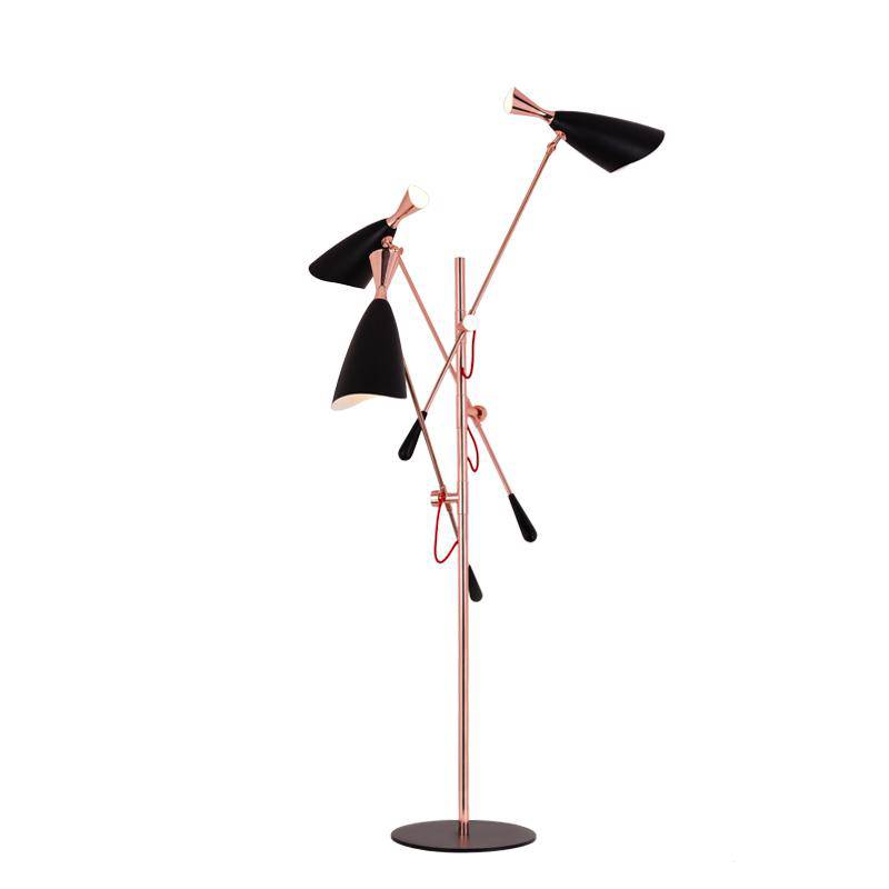 Lampadaire LED Rose Doré avec Bras Articulés | Marco Lucetti