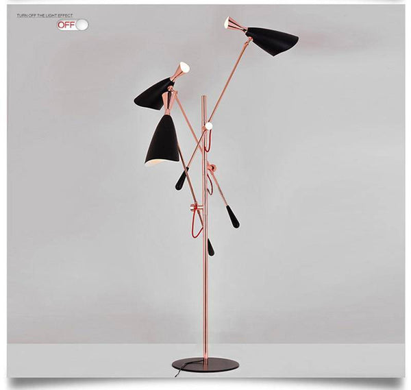 Lampadaire LED Rose Doré avec Bras Articulés | Marco Lucetti