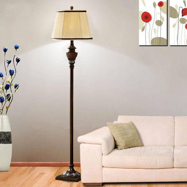 Lampadaire LED Rustique en Bois et Tissu | Marco Lucetti