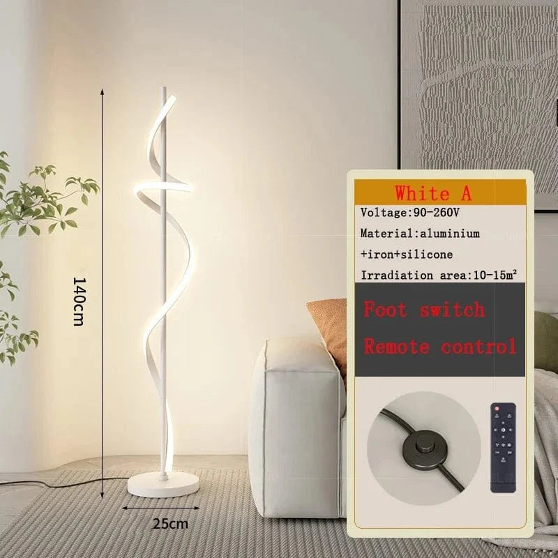 Lampadaire LED Spiralé Épuré | Marco Lucetti A Blanc 140CM / Lumière tricolore