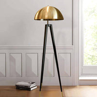 Lampadaire LED tripod noir et or de style design. | Marco Lucetti