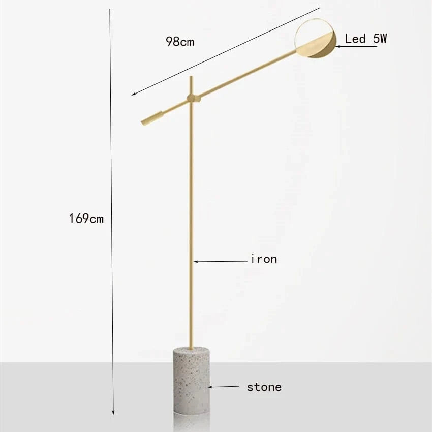 Lampadaire LED Vintage Nordique en Fer Forgé et Marbre - Luminance Scandinave | Marco Lucetti Or / Blanc chaud