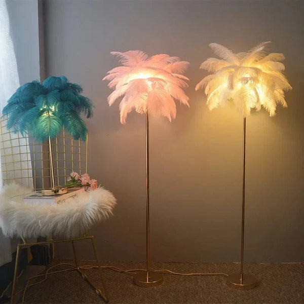 Lampadaire Luxe en Plumes d'Autruche avec Luminaire LED | Marco Lucetti