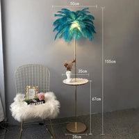 Lampadaire Luxe en Plumes d'Autruche avec Luminaire LED | Marco Lucetti H 155cm Vert