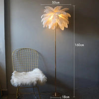 Lampadaire Luxe en Plumes d'Autruche avec Luminaire LED | Marco Lucetti H 160cm Blanc