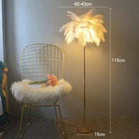 Lampadaire Luxe en Plumes d'Autruche avec Luminaire LED | Marco Lucetti H115cm Blanc