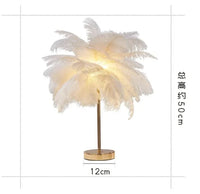 Lampadaire Luxe en Plumes d'Autruche avec Luminaire LED | Marco Lucetti H50cm Blanc