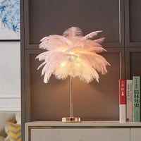 Lampadaire Luxe en Plumes d'Autruche avec Luminaire LED | Marco Lucetti H50cm Rose
