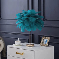 Lampadaire Luxe en Plumes d'Autruche avec Luminaire LED | Marco Lucetti H50cm Vert