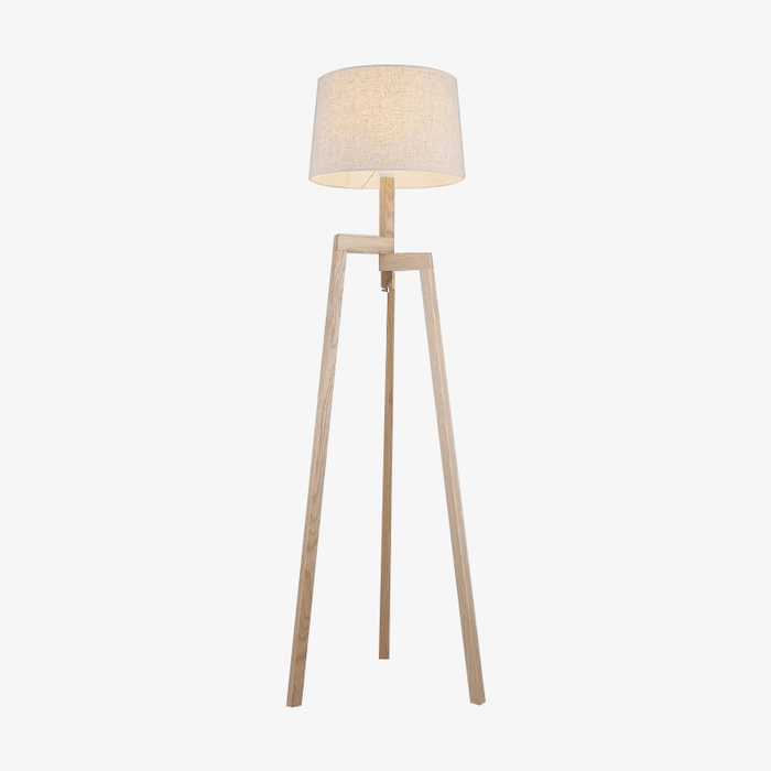 Lampadaire Modern Wood 3 pieds avec abat-jour en tissu | Marco Lucetti