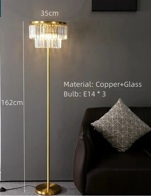 Lampadaire moderne en verre et cuivre pour hôtels et bureaux | Marco Lucetti StyleB / Lumière blanche