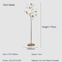Lampadaire moderne nordique LED Ginkgo Flower | Marco Lucetti Socle en fer / PRISE UE / INTERRUPTEUR À BOUTON