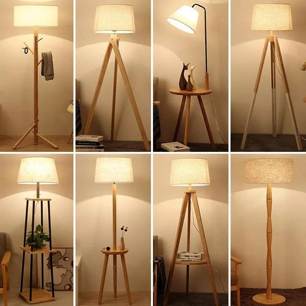 Lampadaire Nordique en Bois avec Pied en Tissu et Interrupteur | Marco Lucetti
