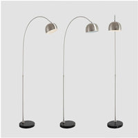 Lampadaire Nordique en marbre pliant avec Arc Rotatif et Lampadaire en Bois – Argent Brillant | Marco Lucetti