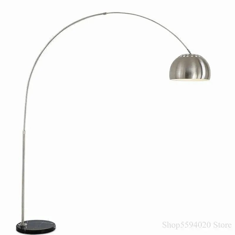 Lampadaire Nordique en marbre pliant avec Arc Rotatif et Lampadaire en Bois – Argent Brillant | Marco Lucetti