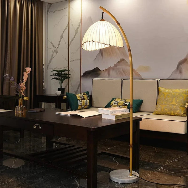 Lampadaire Nordique LED en Bambou avec Abat-jours Suspendus | Marco Lucetti