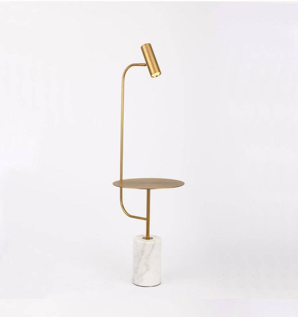 Lampadaire Phube : Design Doré avec Table en Marbre | Marco Lucetti