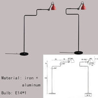 Lampadaire pivotant à bras long en métal sur pied | Marco Lucetti Rouge foncé / Lumière blanche
