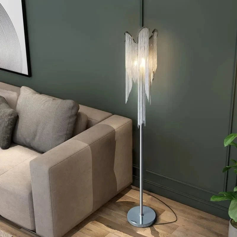 Lampadaire Postmoderne de Luxe avec Chaîne en Aluminium - Style Nordique Italien | Marco Lucetti