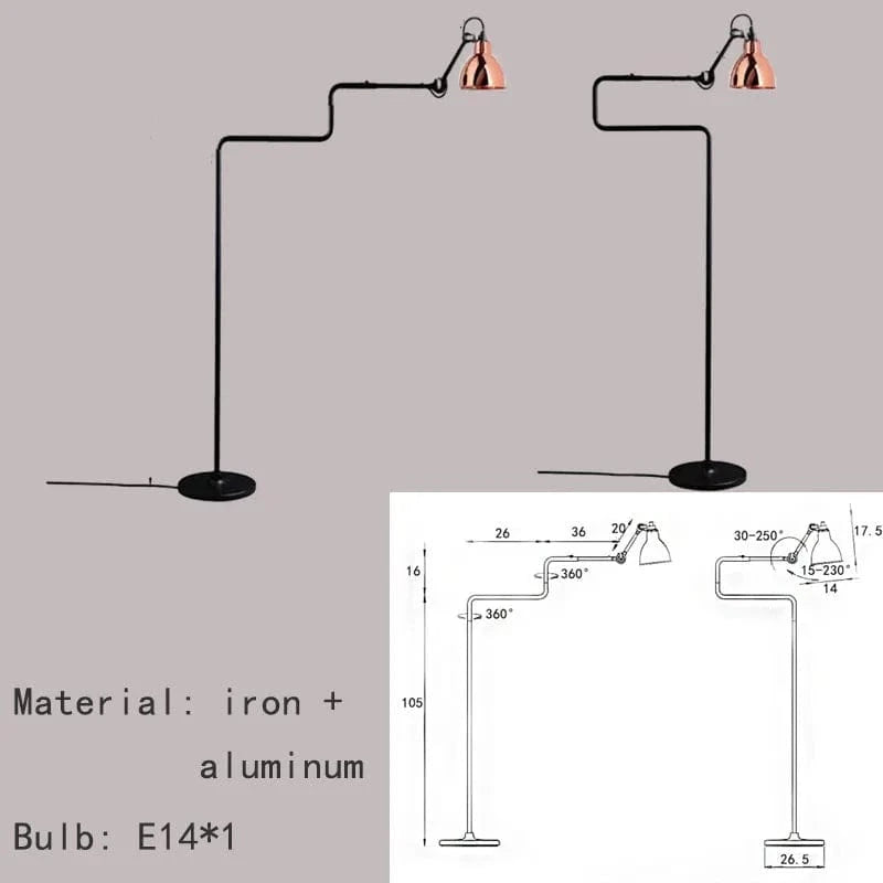 Lampadaire rotatif à bras long en métal pour lecture et bureau - éclairage premium | Marco Lucetti Or rose / Lumière blanche