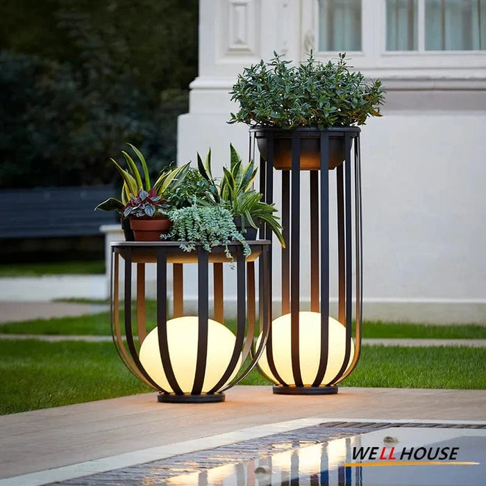 Lampadaire solaire de jardin nordique en pot de fleurs pour Villa cour passerelle couloir IP65 - Éclairage étanche | Marco Lucetti