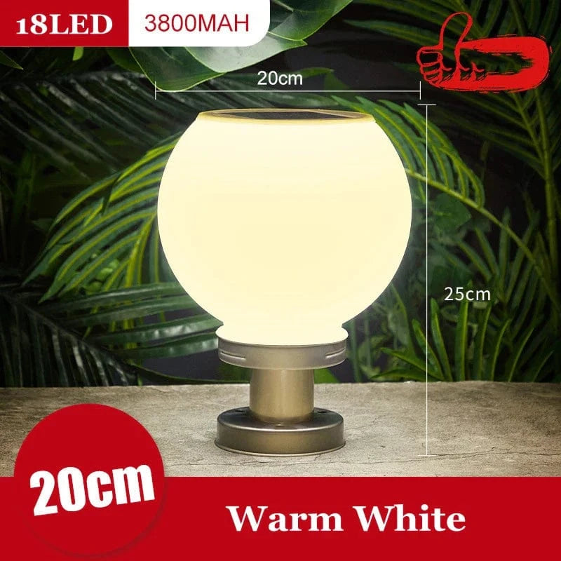 Lampadaire solaire Premium à 24 LED en acier inoxydable | Marco Lucetti 20CM Blanc Chaud / Base noire
