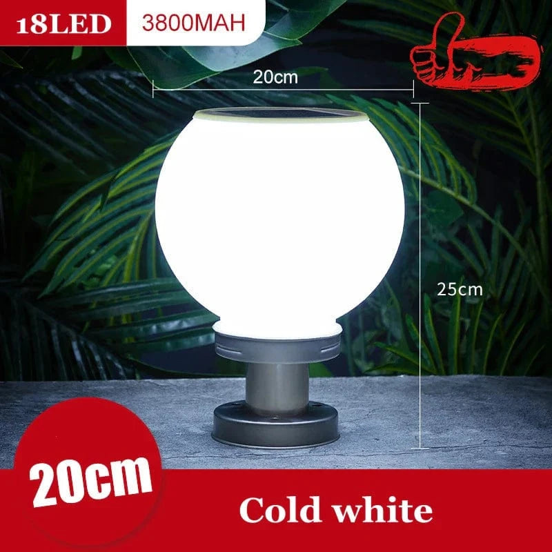 Lampadaire solaire Premium à 24 LED en acier inoxydable | Marco Lucetti 20CM Blanc froid / Socle Argent