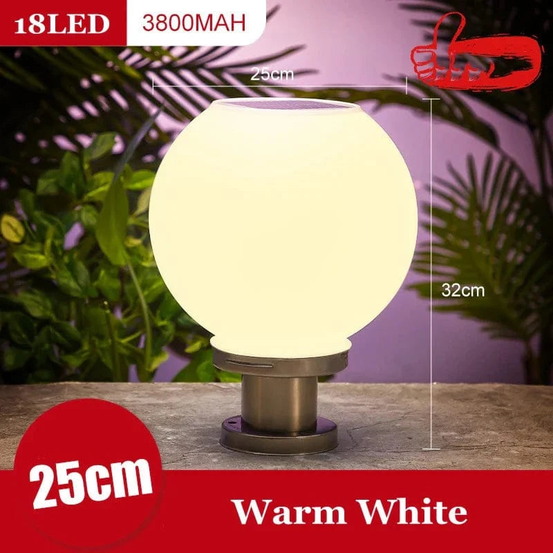 Lampadaire solaire Premium à 24 LED en acier inoxydable | Marco Lucetti 25CM Blanc Chaud / Base noire