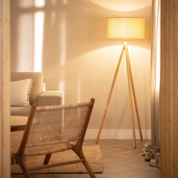 Lampadaire TECHBREY en bois et tissu Wolby - Édition Spéciale | Marco Lucetti Beige