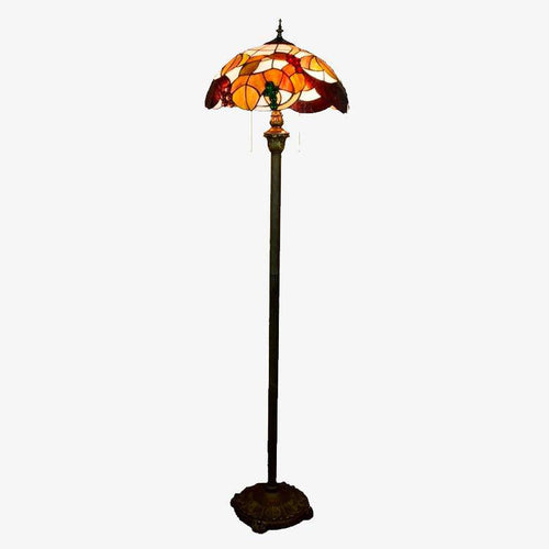 Lampadaire Tiffany en vitrail orange