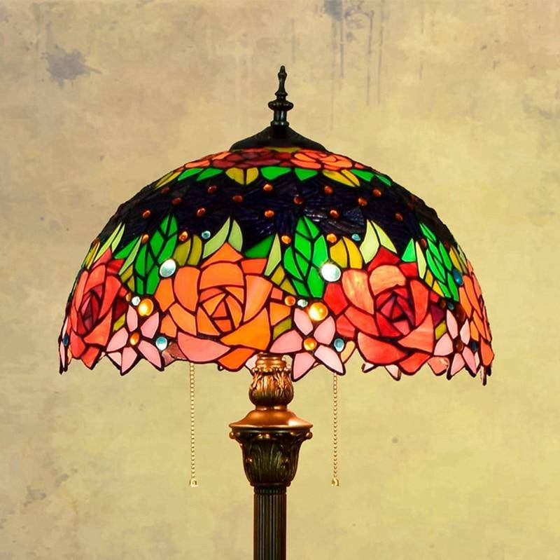 Lampadaire Tiffany - Verre vitrail vert Glaze | Marco Lucetti