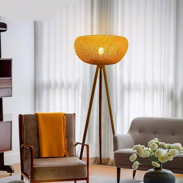 Lampadaire Tripode Asia en Bambou | Marco Lucetti