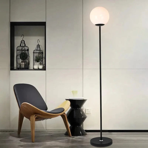 Lampadaire Verre Moderne Blanc & Noir - Ampoule E27 | Marco Lucetti