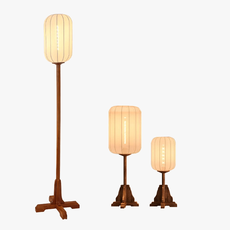 Lampadaire Vintage en Tissu Bois Cuivre pour Hôtel-Restaurant | Marco Lucetti