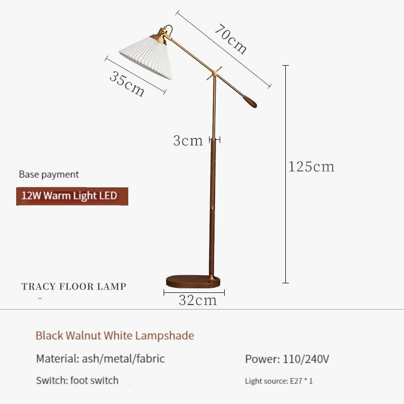 Lampadaire Vintage Luxe Premium en Tissu Plissé | Marco Lucetti