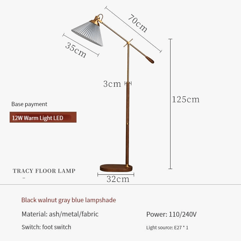 Lampadaire Vintage Luxe Premium en Tissu Plissé | Marco Lucetti