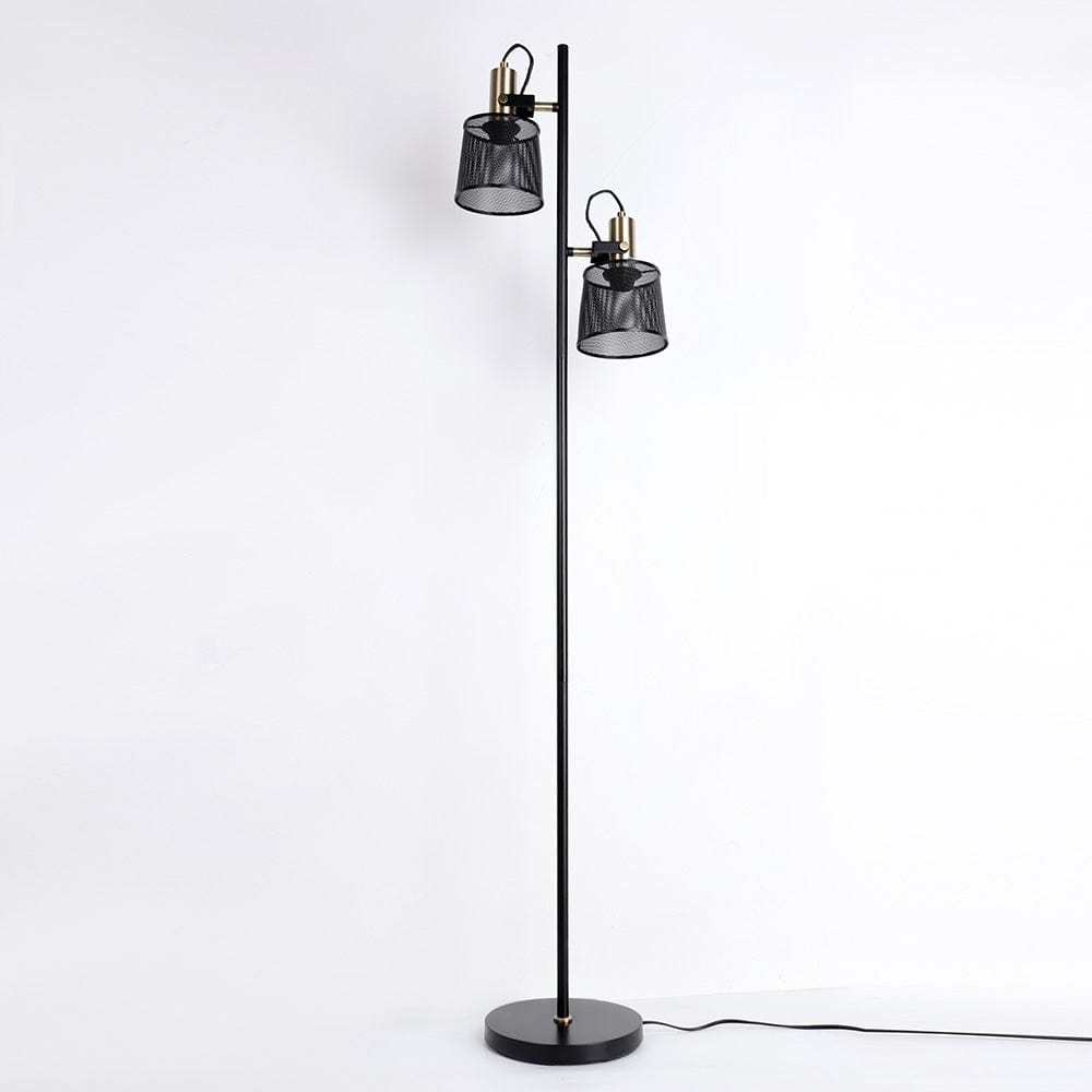 Lampadaire vintage Priam - Double tête en métal noir | Marco Lucetti