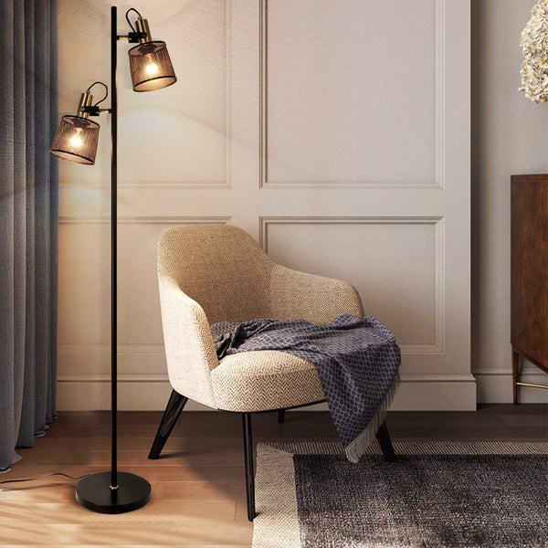 Lampadaire vintage Priam - Double tête en métal noir | Marco Lucetti