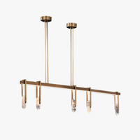 Lustre de luxe italien en cuivre avec LED postmoderne et cristaux ronds
