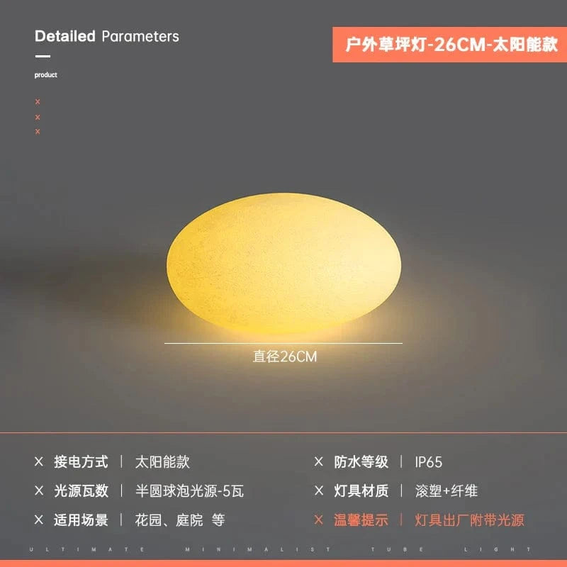 Lampe à galets solaire rechargeable étanche pour extérieur - Écofulight™ | Marco Lucetti Énergie solaire-26cm / Lumière chaude (3000K)