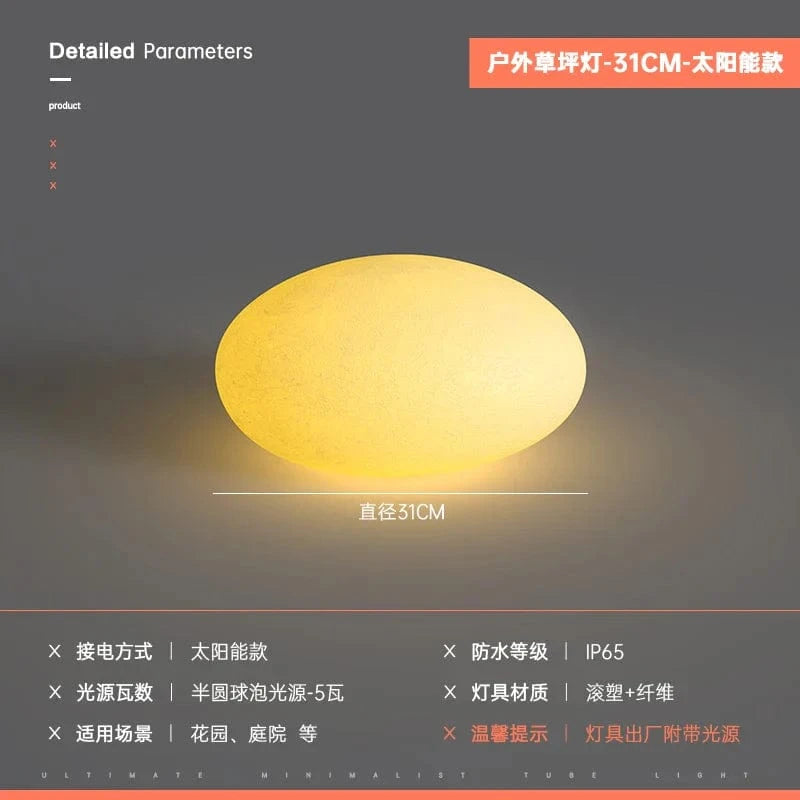 Lampe à galets solaire rechargeable étanche pour extérieur - Écofulight™ | Marco Lucetti Énergie solaire-31cm / Lumière chaude (3000K)