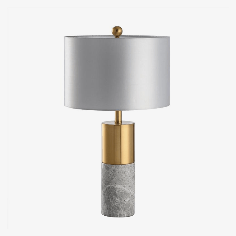 Lampe à poser dorée en marbre avec LED et abat-jour gris