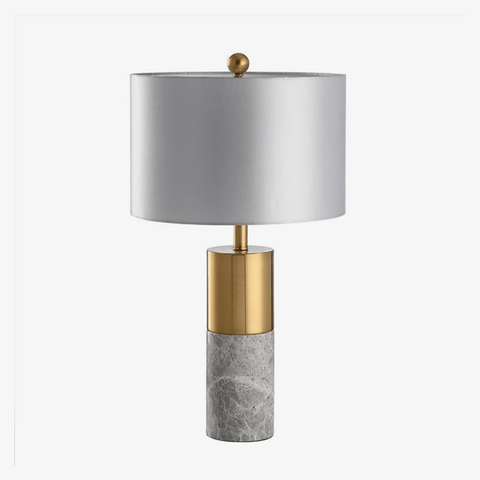 Lampe à poser dorée en marbre avec LED et abat-jour gris