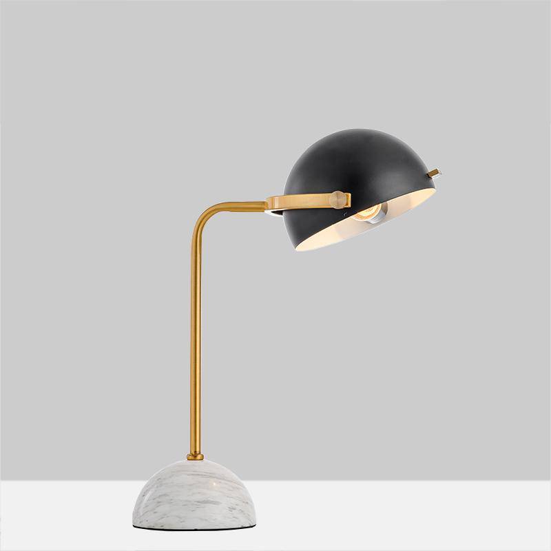 Lampe à poser design en marbre et LED, abat-jour noir | Marco Lucetti