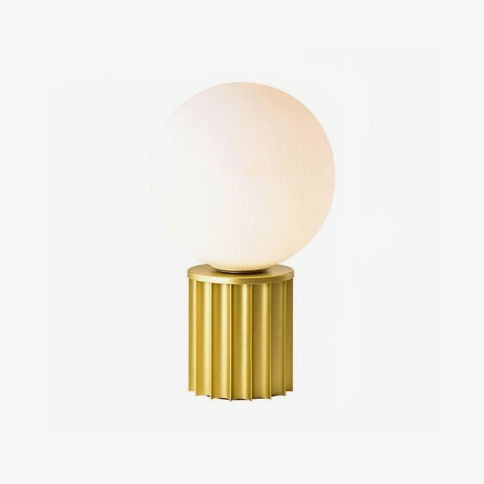 Lampe à poser design dorée avec boule LED