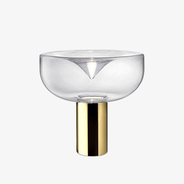 Lampe à poser design LED, abat-jour arrondi doré