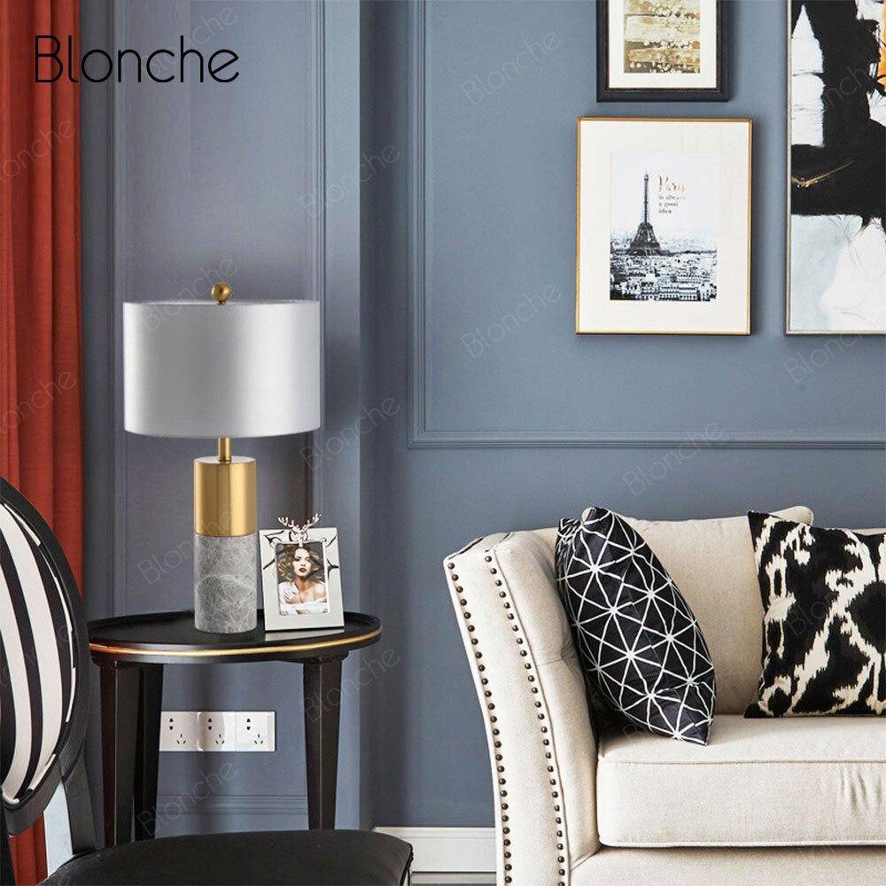 Lampe à poser design LED : Cylindre doré en marbre | Marco Lucetti